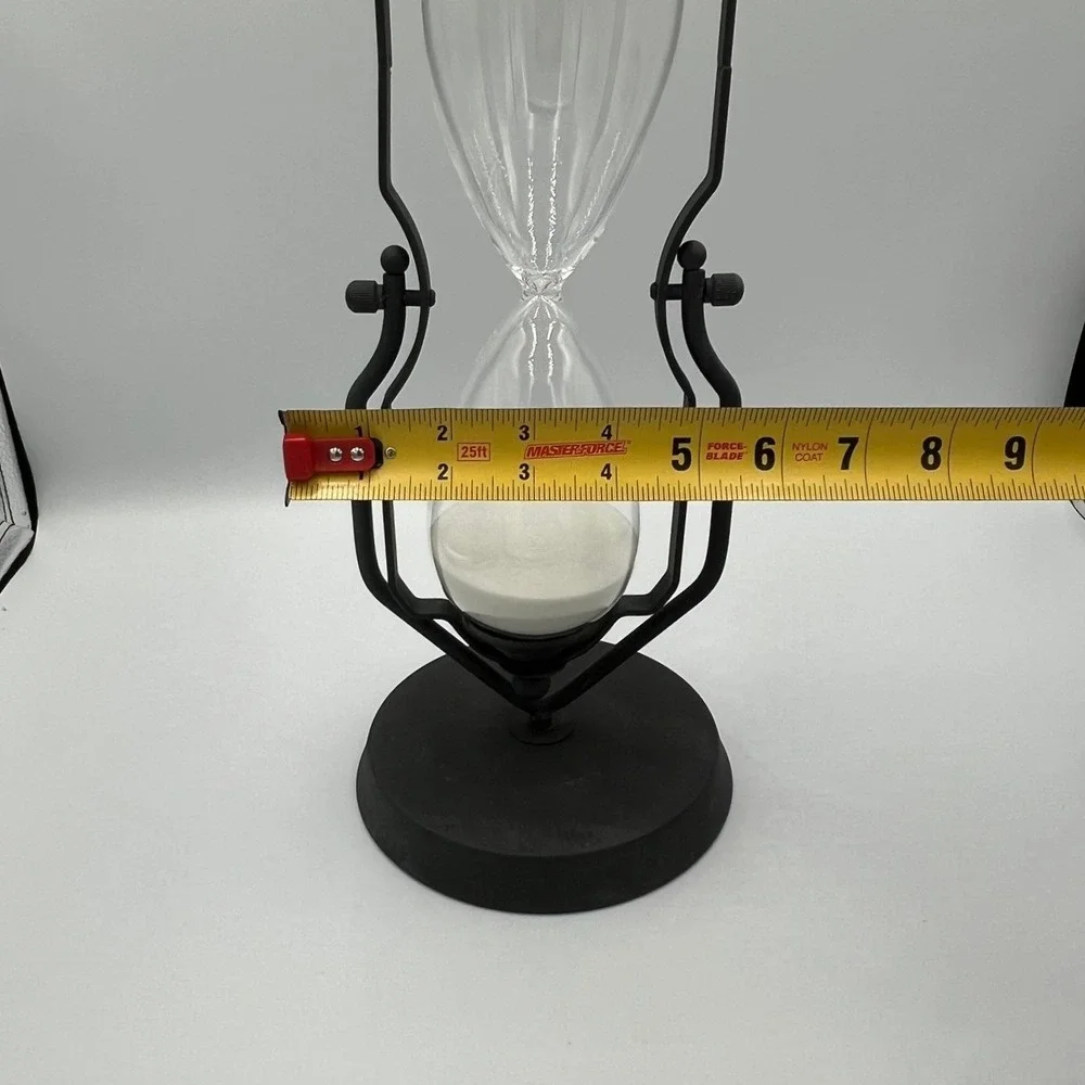Rotating Hourglass Timer Black Metal Glass Home Decor Brand New
